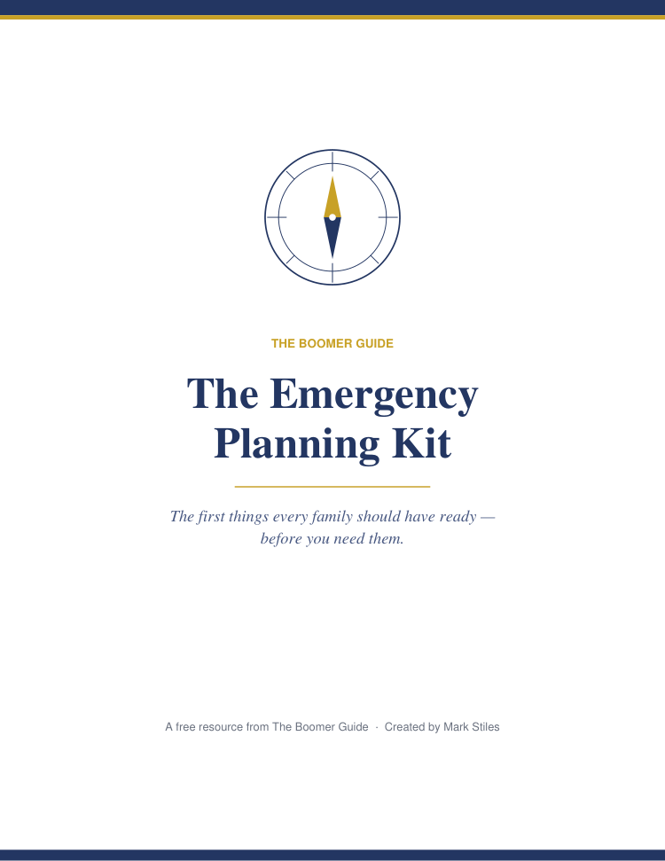 Cover of The Emergency Planning Kit, a free resource from The Boomer Guide